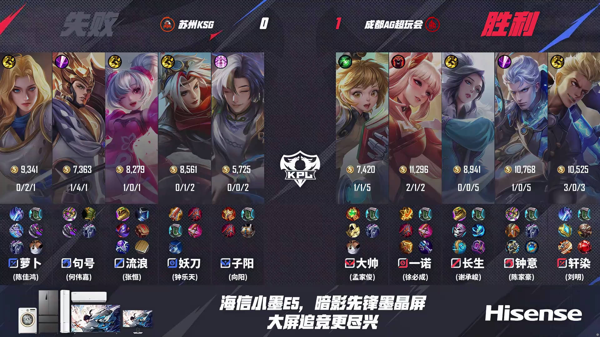 AG3-0KSG，一诺力压妖刀，钟意稳定控龙，句号露娜一念神魔